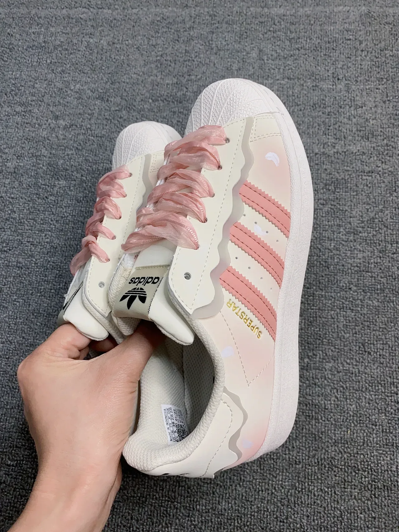 Adidas Superstar Pink Floral Wavy Collar Lifestyle Sneakers 8
