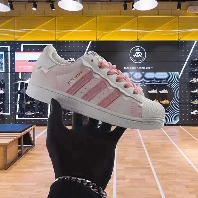 Adidas Superstar Pink Floral Wavy Collar Lifestyle Sneakers 10