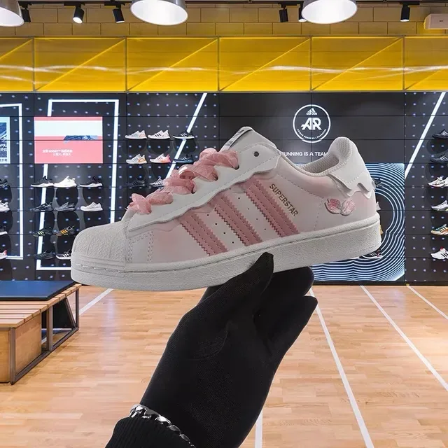 Adidas Superstar Pink Floral Wavy Collar Lifestyle Sneakers 11