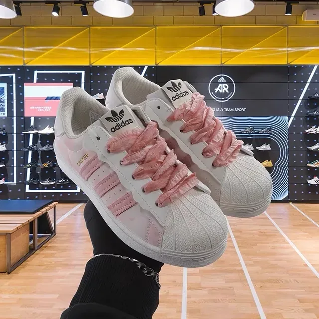 Adidas Superstar Pink Floral Wavy Collar Lifestyle Sneakers 12