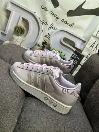 Adidas Superstar موضوع بحري بيج وردي حذاء أسلوب حياة 7