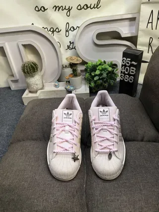 Adidas Superstar موضوع بحري بيج وردي حذاء أسلوب حياة 10