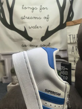 Adidas Superstar White and Blue Lifestyle Sneakers 3