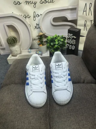 Adidas Superstar White and Blue Lifestyle Sneakers 10