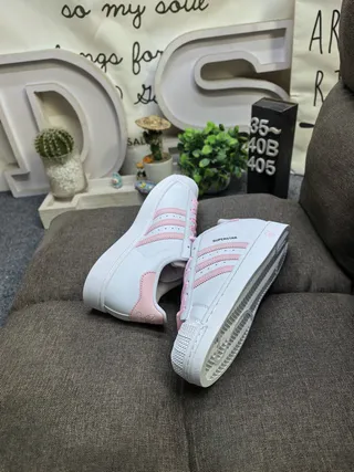 Adidas Superstar White and Pink Lifestyle Sneakers 6