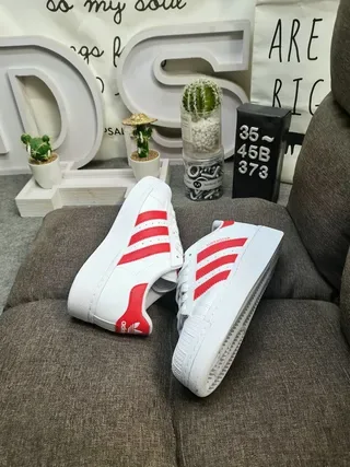 Adidas Superstar White and Red Lifestyle Sneakers 6