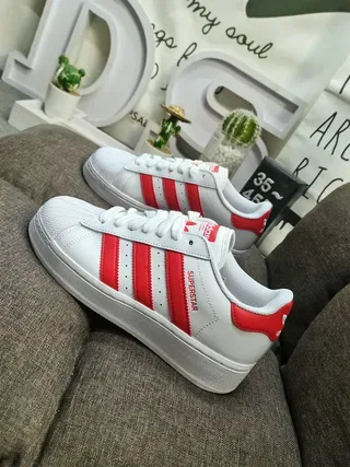 Adidas Superstar White and Red Lifestyle Sneakers 7