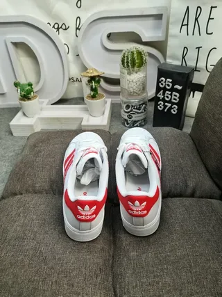 Adidas Superstar White and Red Lifestyle Sneakers 8