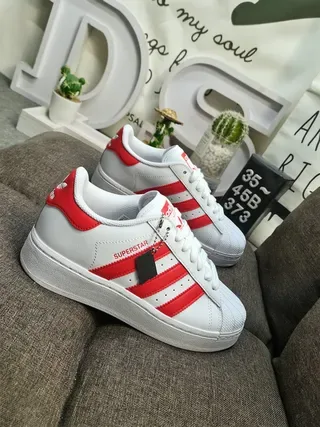 Adidas Superstar White and Red Lifestyle Sneakers 9