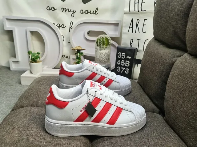 Adidas Superstar White and Red Lifestyle Sneakers 11