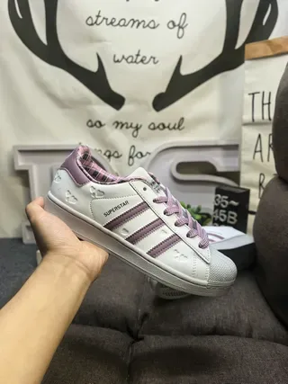 Adidas Superstar White Purple Heart Embossed Lifestyle Sneakers 5