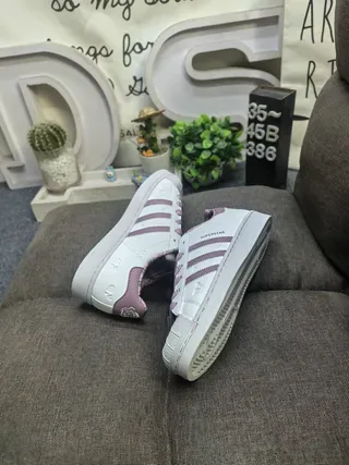 Adidas Superstar White Purple Heart Embossed Lifestyle Sneakers 6