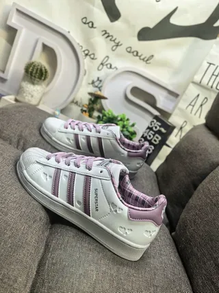 Adidas Superstar White Purple Heart Embossed Lifestyle Sneakers 7