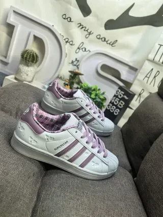 Adidas Superstar White Purple Heart Embossed Lifestyle Sneakers 9