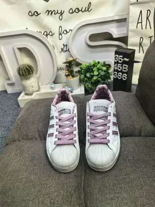 Adidas Superstar White Purple Heart Embossed Lifestyle Sneakers 10