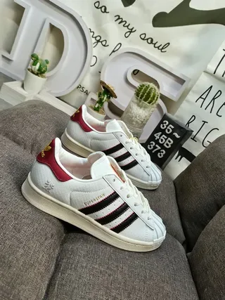 Adidas Superstar White Red Black Lifestyle Sneakers 9