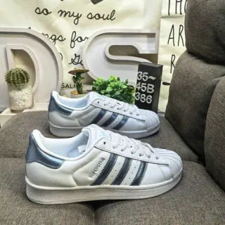 Adidas Superstar White Silver Shell-Toe Three-Stripe Side Lifestyle Sneakers