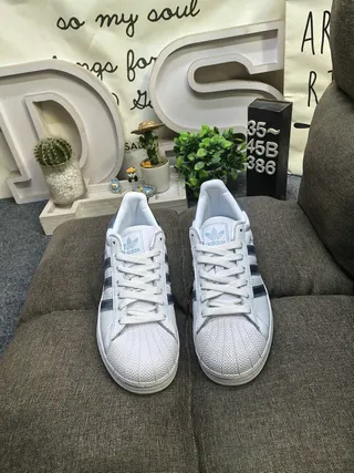 Adidas Superstar White Silver Shell-Toe Three-Stripe Side Lifestyle Sneakers 10