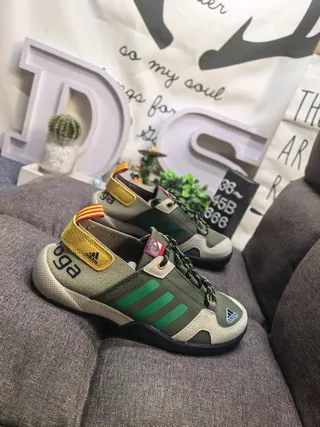 Adidas Terrex Sandales Casuales Bleu Beige Haut en Maille Fermeture à Lacets 19