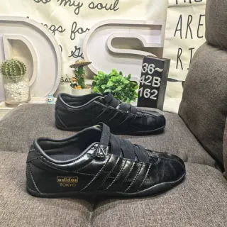 Adidas Tokyo Black Leather Velcro Strap Lifestyle Sneakers