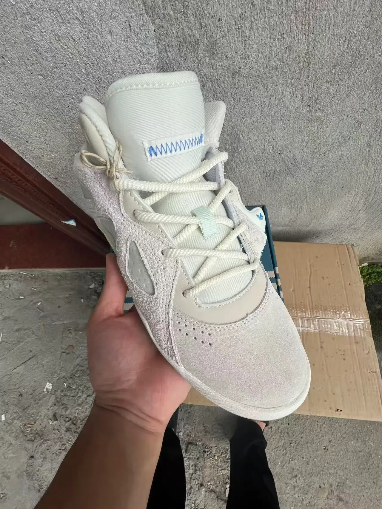 Adidas White Beige High-Top Suede-and-Textile Upper Sneakers 2