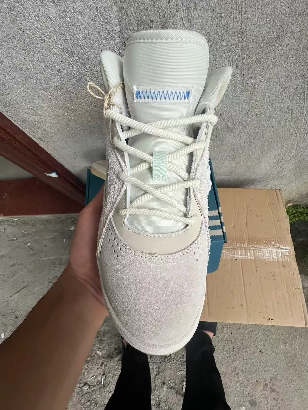 Adidas White Beige High-Top Suede-and-Textile Upper Sneakers 3