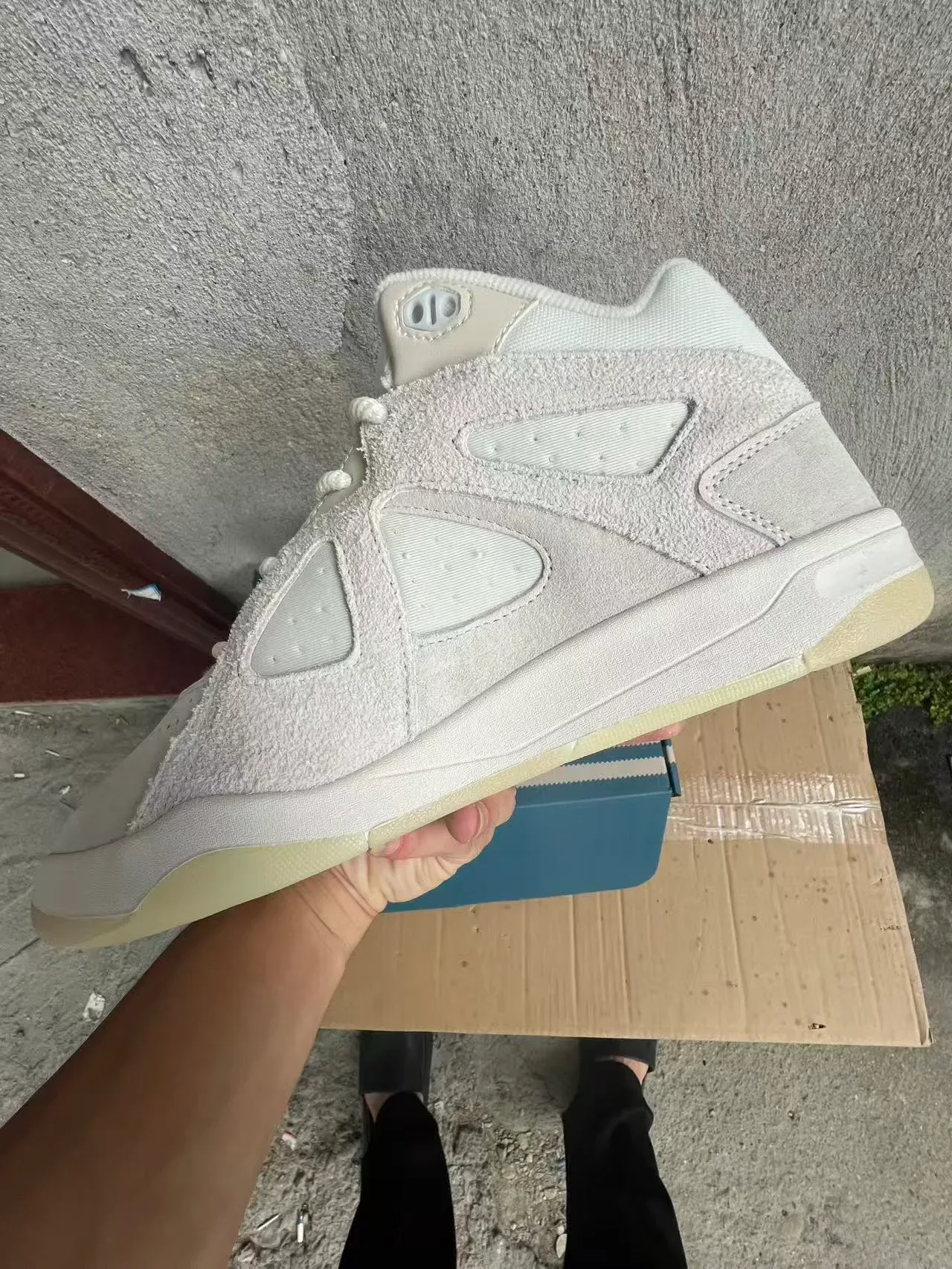Adidas White Beige High-Top Suede-and-Textile Upper Sneakers 5