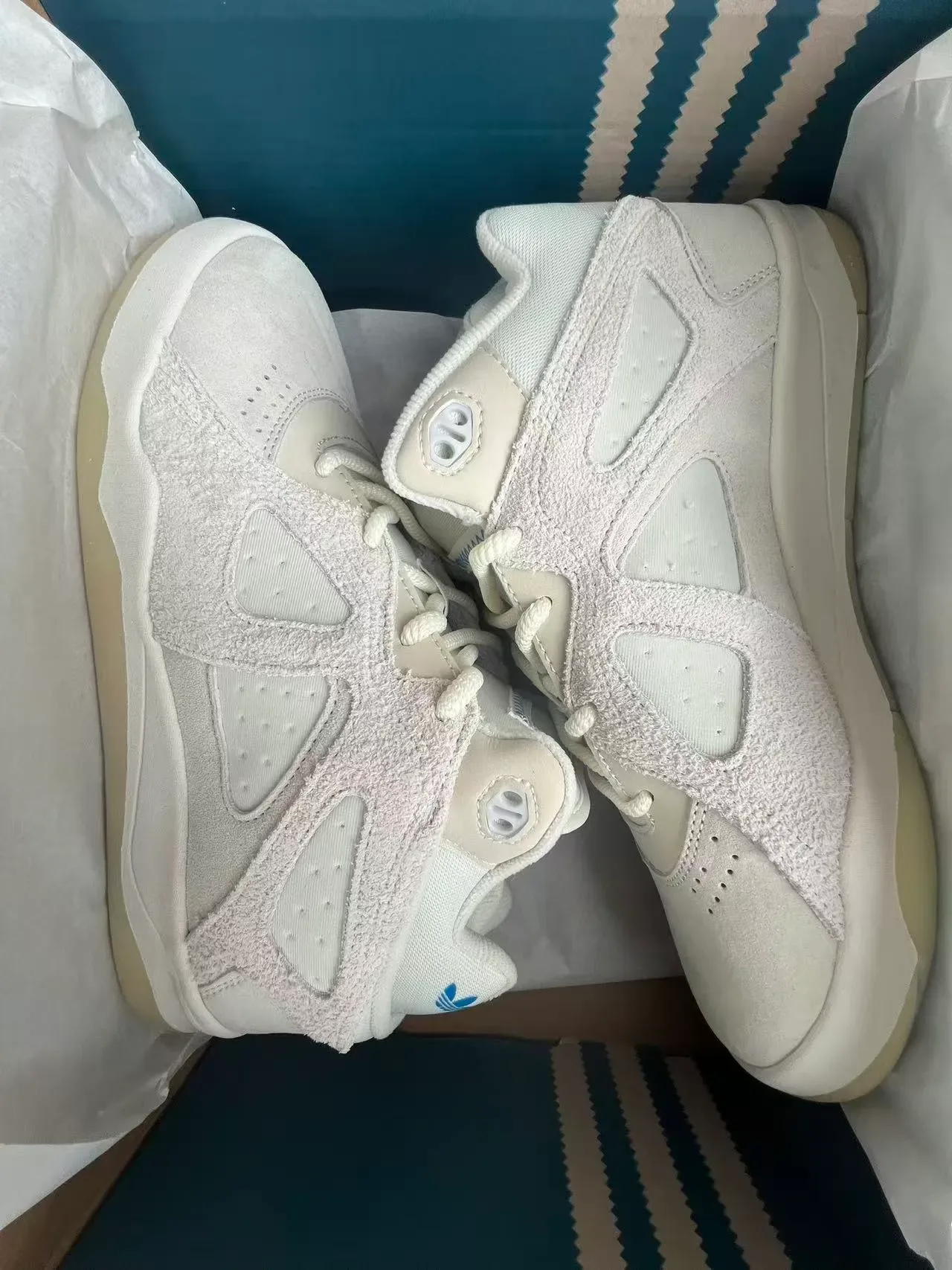 Adidas White Beige High-Top Suede-and-Textile Upper Sneakers 9