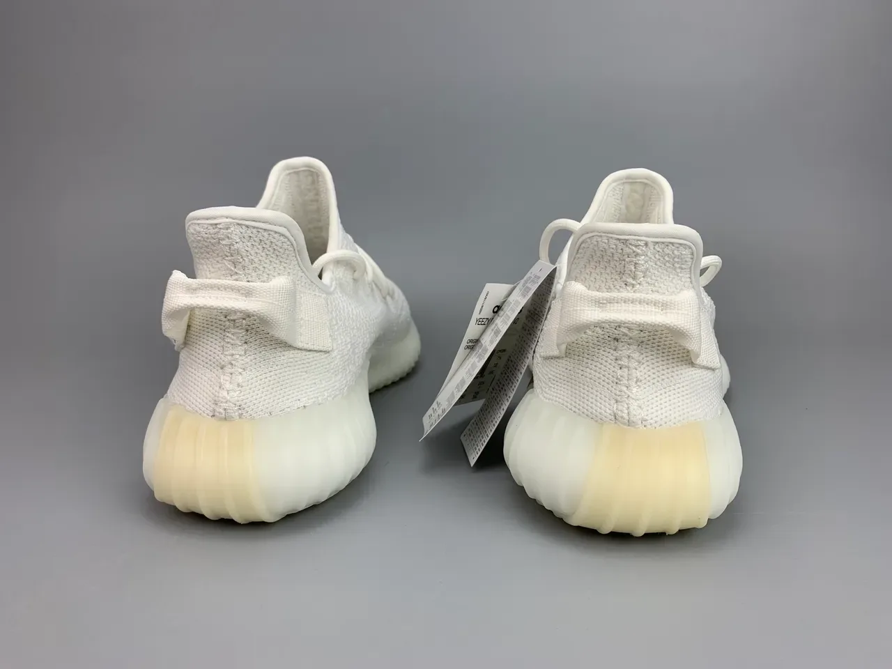 Adidas White Beige Knit Upper Ribbed Boost Sole Lifestyle Sneakers 5