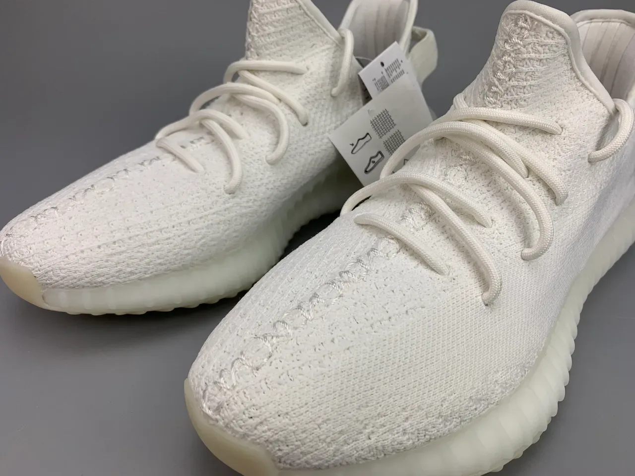 Adidas White Beige Knit Upper Ribbed Boost Sole Lifestyle Sneakers 6