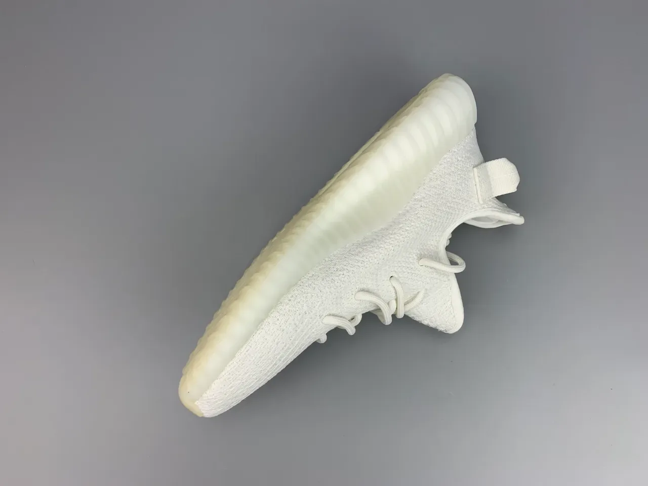 Adidas White Beige Knit Upper Ribbed Boost Sole Lifestyle Sneakers 8