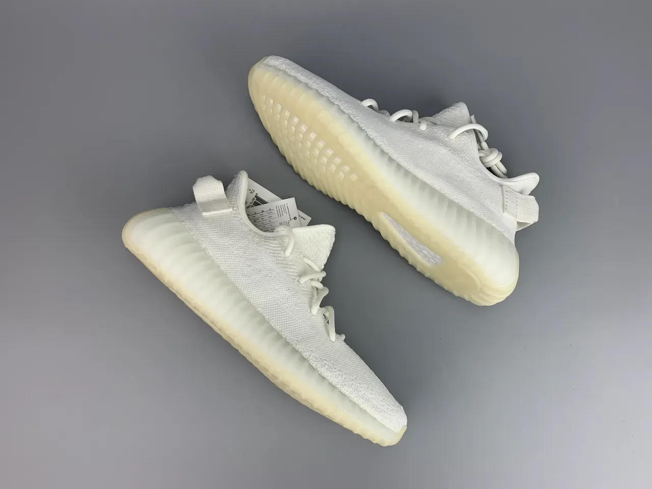 Adidas White Beige Knit Upper Ribbed Boost Sole Lifestyle Sneakers 9