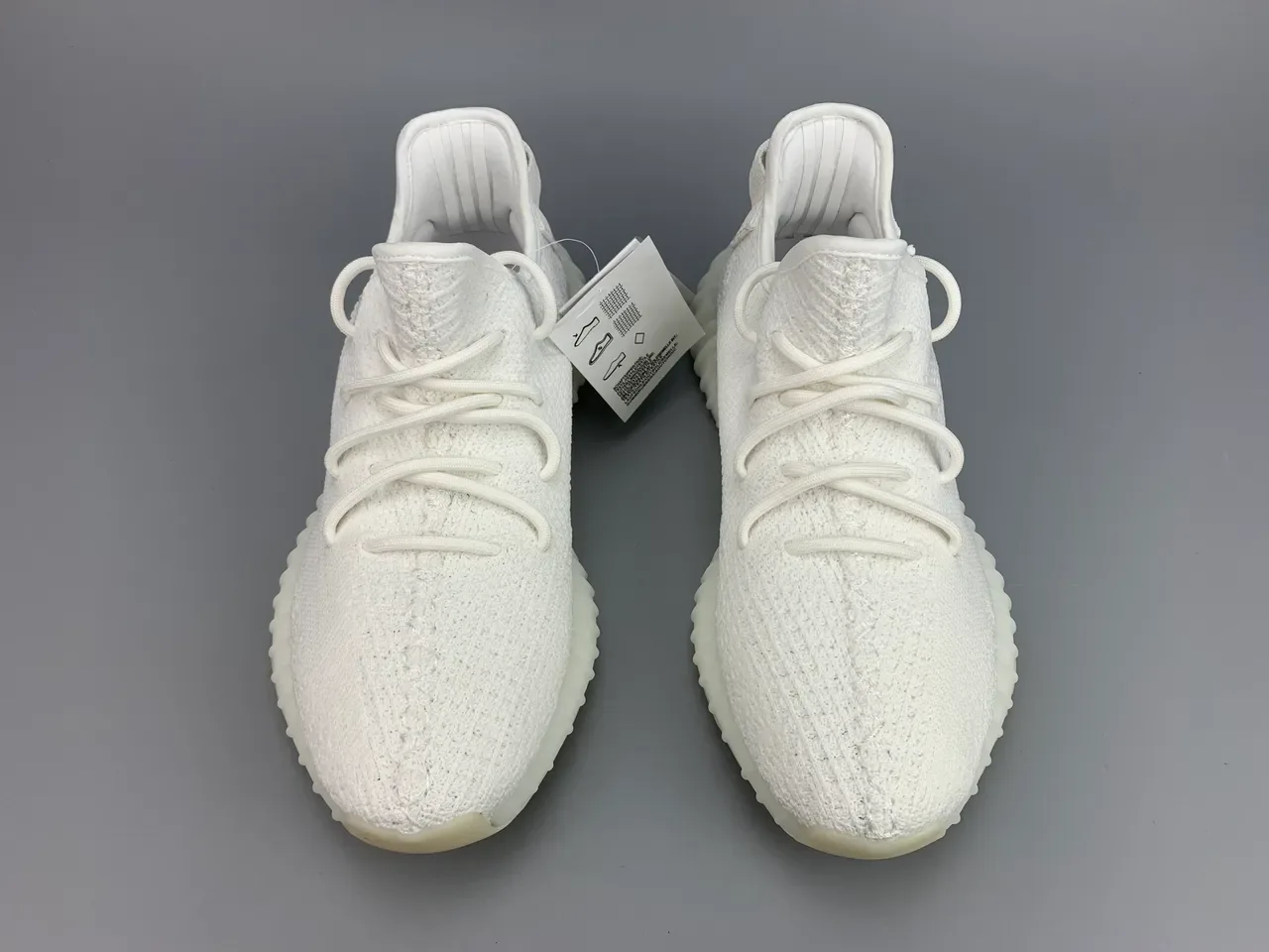 Adidas White Beige Knit Upper Ribbed Boost Sole Lifestyle Sneakers 10