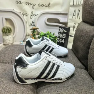 Adidas White Black Leather Upper Three-Stripe Side Panel Lifestyle Sneakers