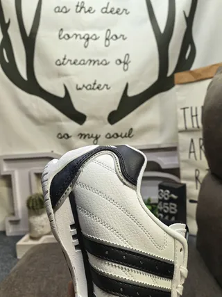 Adidas White Black Leather Upper Three-Stripe Side Panel Lifestyle Sneakers 3