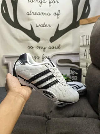 Adidas White Black Leather Upper Three-Stripe Side Panel Lifestyle Sneakers 5