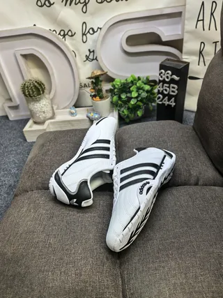 Adidas White Black Leather Upper Three-Stripe Side Panel Lifestyle Sneakers 6