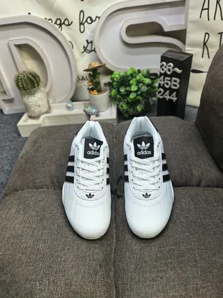 Adidas White Black Leather Upper Three-Stripe Side Panel Lifestyle Sneakers 10