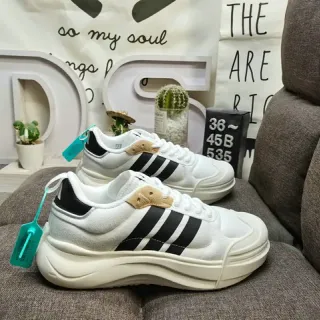 Adidas White Black Low-Top Three-Stripe Side Panel Lifestyle Sneakers