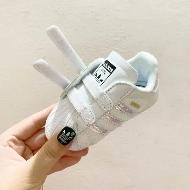 Adidas White Black Shell-Toe Velcro Strap Closure Lifestyle Sneakers 9