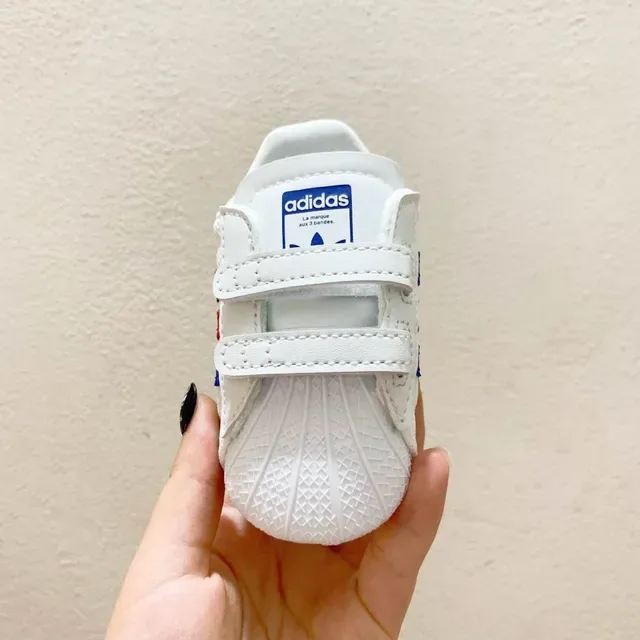 Adidas White Black Shell-Toe Velcro Strap Closure Lifestyle Sneakers 24