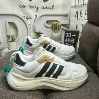 Adidas White Black Thick Sculpted Midsole Three-Stripe Side Panel Chunky Sneakers