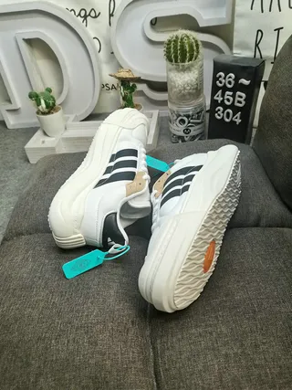 Adidas White Black Thick Sculpted Midsole Three-Stripe Side Panel Chunky Sneakers 6