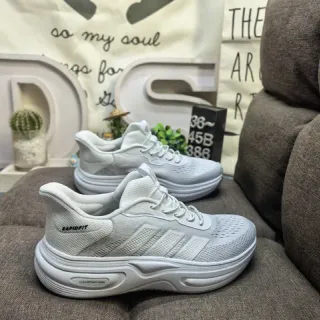 Adidas White Gray Mesh Upper Three-Stripe Side Panel Lifestyle Sneakers