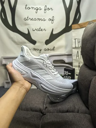 Adidas White Gray Mesh Upper Three-Stripe Side Panel Lifestyle Sneakers 5