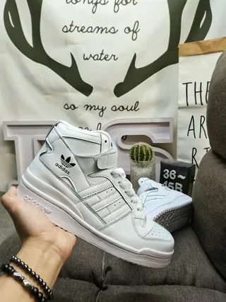 Adidas White Green High-Top Padded Collar Lifestyle Sneakers 5
