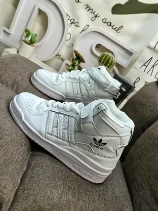 Adidas White Green High-Top Padded Collar Lifestyle Sneakers 7