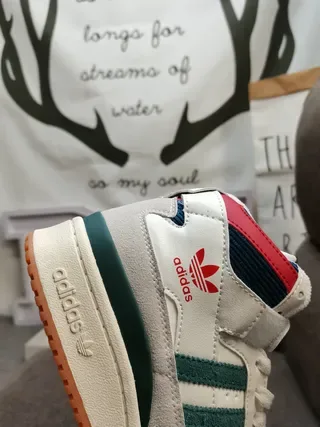Adidas White Green High-Top Padded Collar Lifestyle Sneakers 23