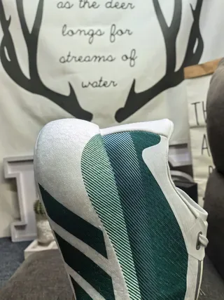 Adidas White Green Knit Upper Sculpted Midsole Lifestyle Sneakers 3