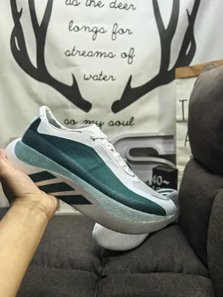 Adidas White Green Knit Upper Sculpted Midsole Lifestyle Sneakers 5